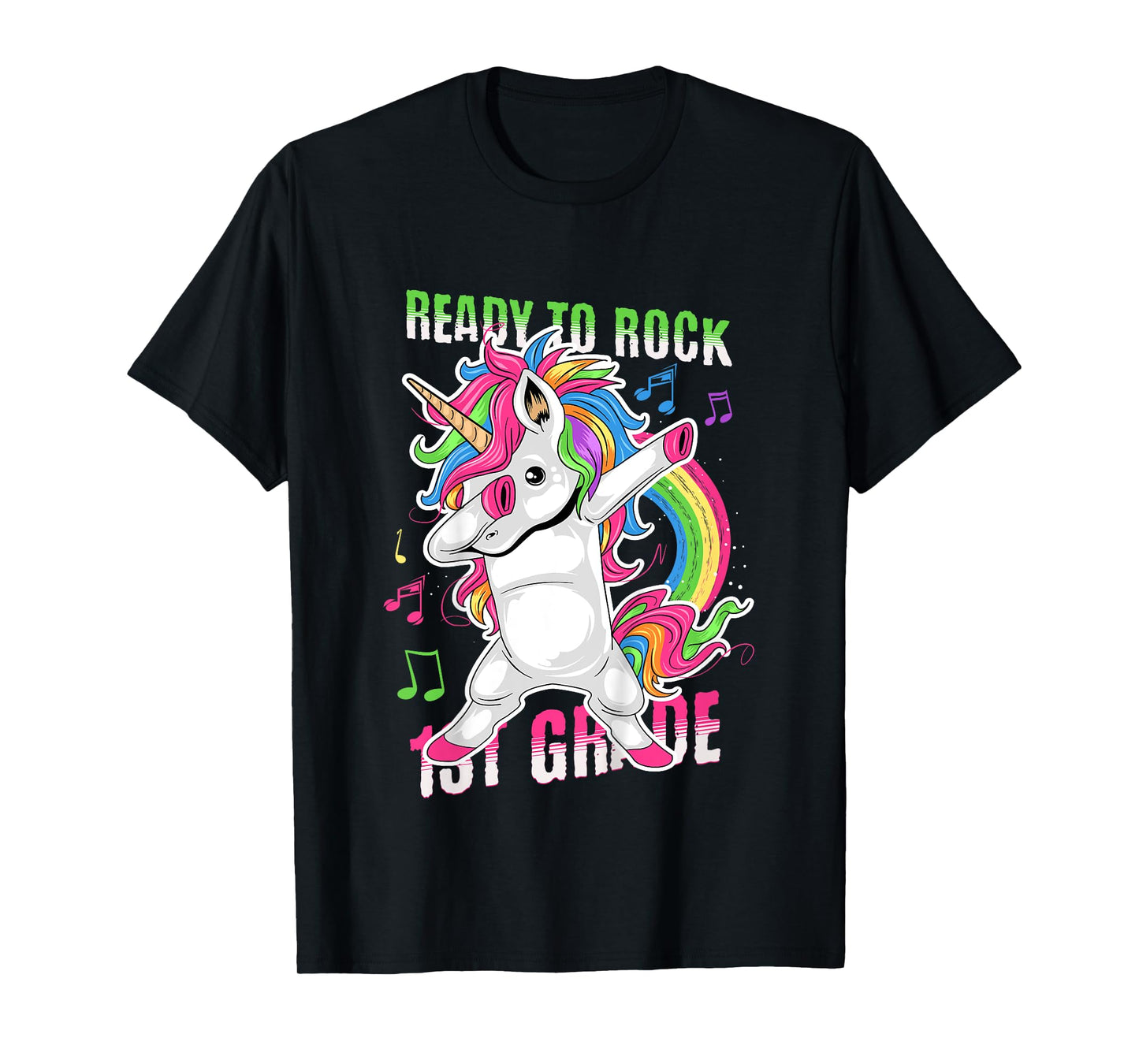 Kids Cute Girls Unicorn Ready To Rock 1st Grade Graphic T-Shirt