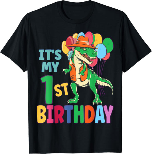 It's My 1st Birthday Dinosaur Boys Girls Kids Birthday T-Shirt