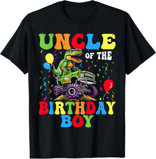 Uncle Of The Birthday Boy Dinosaur Monster Truck T-Shirt