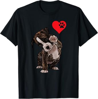 High Five Heart Bulldog Pup I Love Boxer Dog Lovers Bulldogs T-Shirt