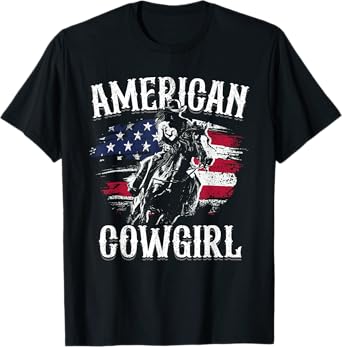 American Cowgirl Rodeo Barrel Racing Horse Riding Girl Gift T-Shirt