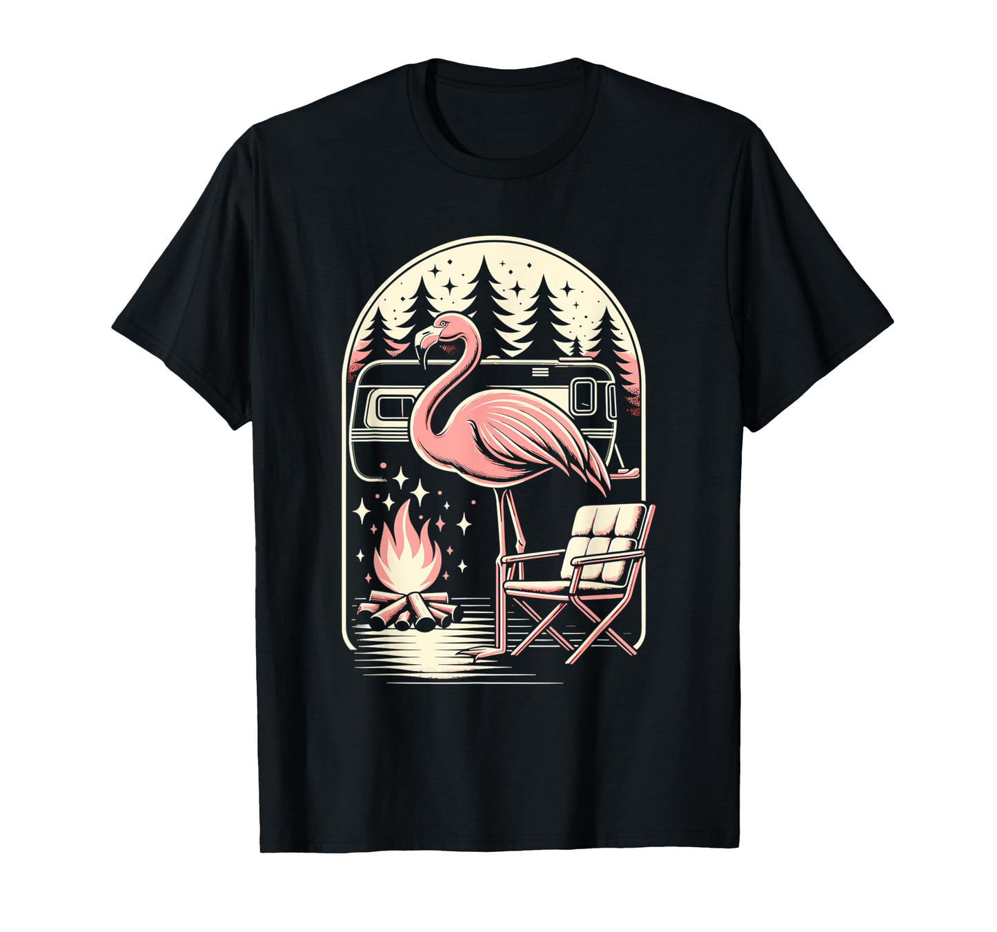 Funny Camping Flamingo Camper Camp Outdoor Travel Nature T-Shirt