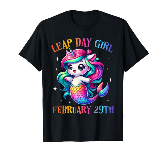 Leap Year Girl Mermicorn Leap Day Feb 29 Birthday Girls T-Shirt