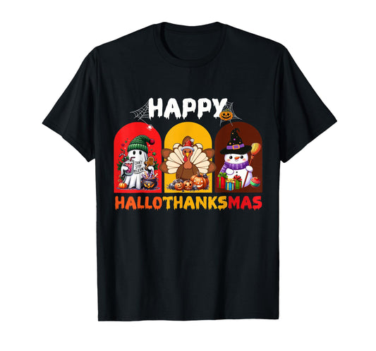 Happy Hallothanksmas Halloween Thanksgiving Xmas Costume T-Shirt