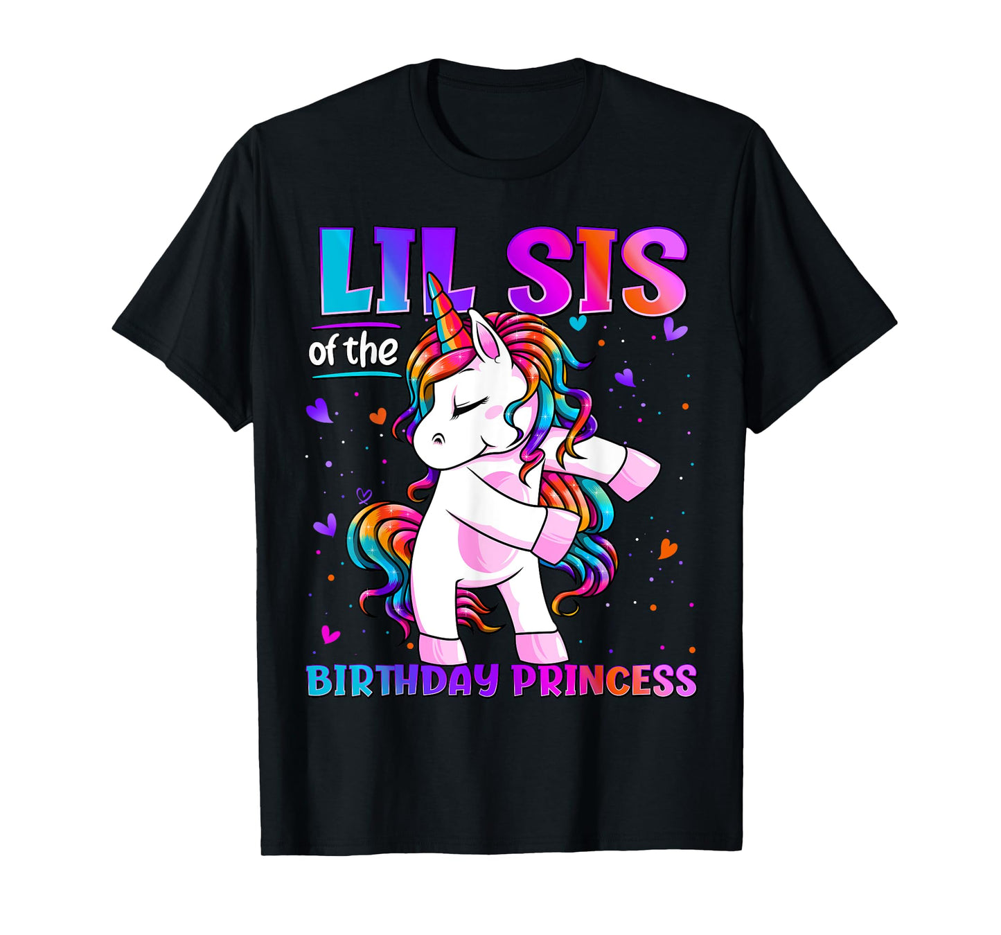 Lil Sis of the Birthday Princess Flossing Unicorn Lil Sister T-Shirt