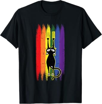 Cat Scratching Gay Pride Funny Kitten Paw Proud LGBT-Q Ally Men Women T-Shirt