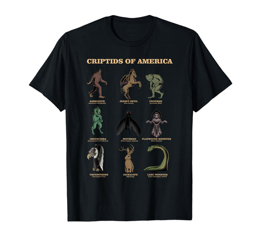 Cryptid Shirt Monster of America Educational Cryptozoology T-Shirt