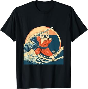 Tan French Bulldog Samurai Warrior Vintage Japanese Art Men Women Kids T-Shirt