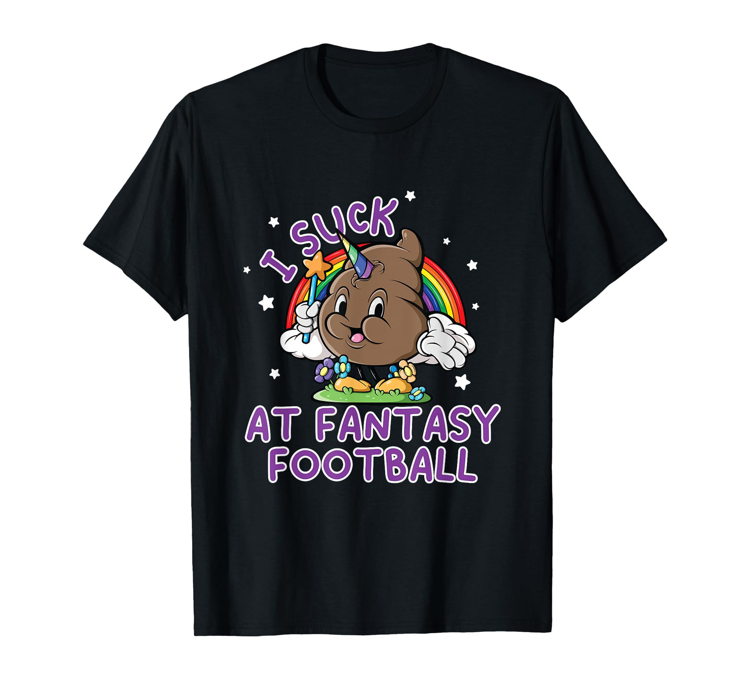 I Suck At Fantasy Football Loser Funny Pink Unicorn Poop T-Shirt