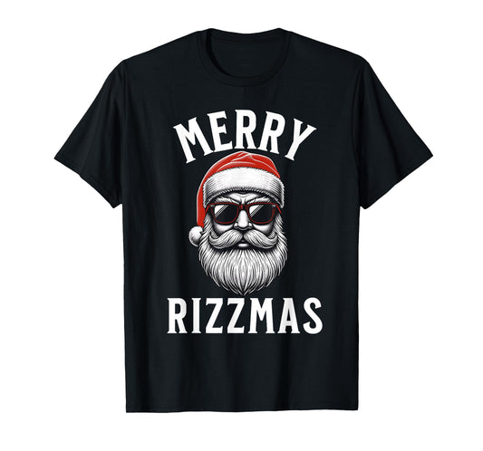 Merry Rizzmas Funny Christmas Teen Boys Kids Men Silly Santa T-Shirt