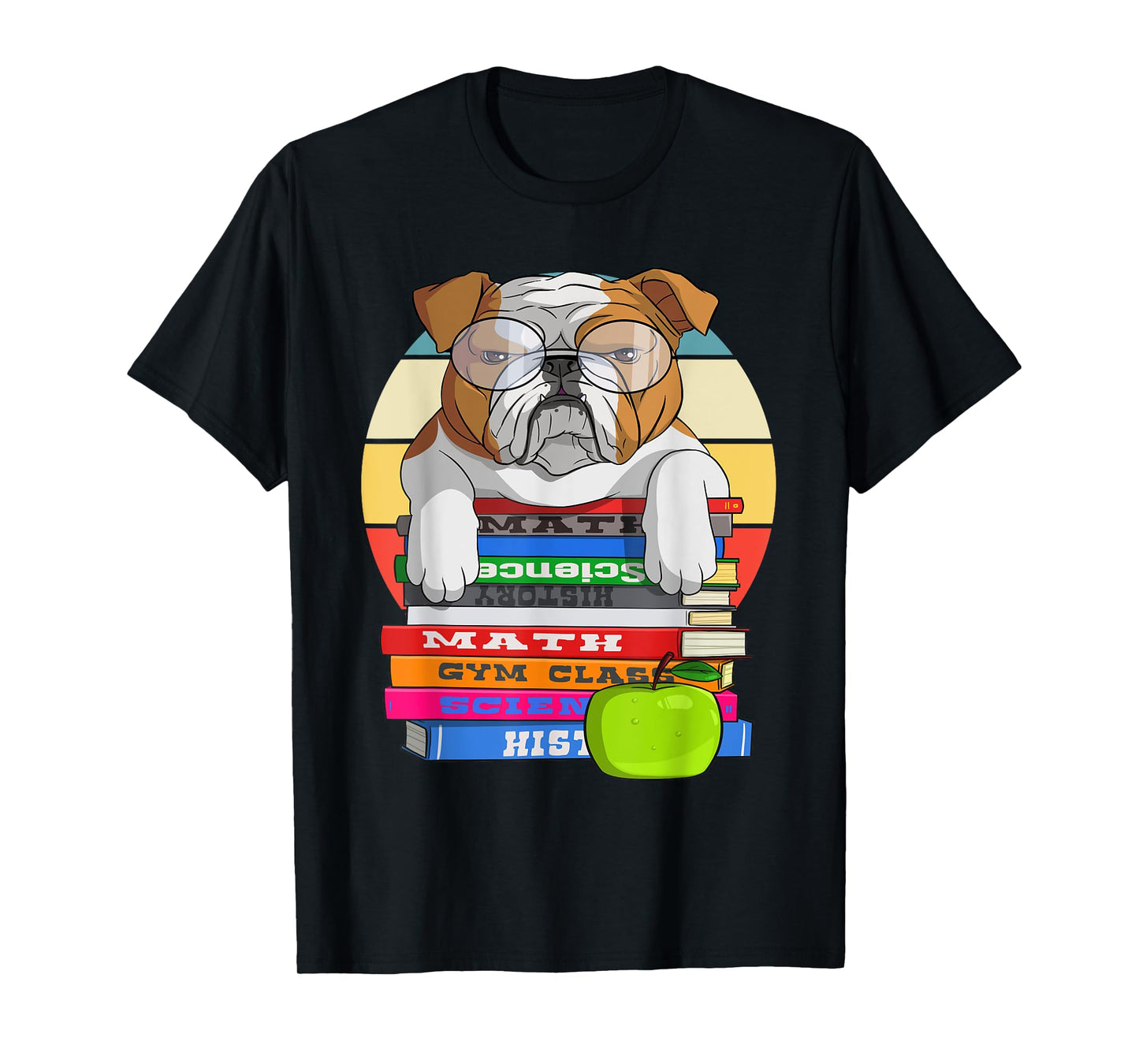 English Bulldog Back To School Book Worm Dog T-Shirt
