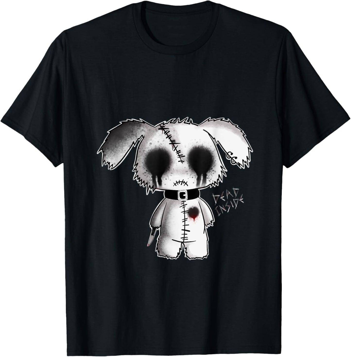 Bunny Goth Holding Knife Kawaii Creepy Bunny Halloween Fun T-Shirt
