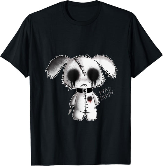 Bunny Goth Holding Knife Kawaii Creepy Bunny Halloween Fun T-Shirt