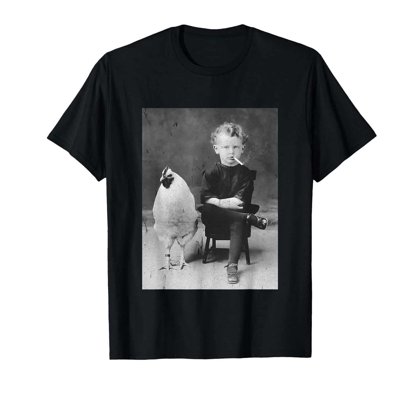 Smoking Boy With Chicken Vintage Bizarre Weird T-Shirt