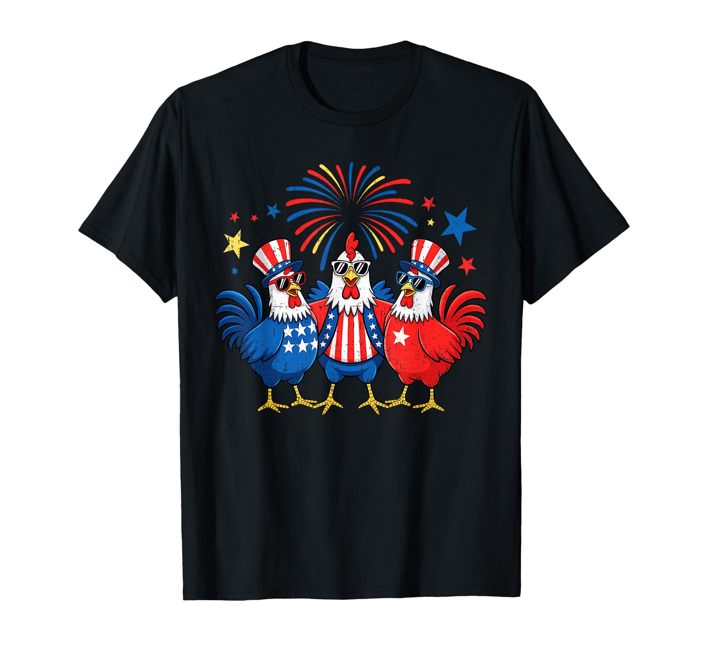 4th Of July Chickens Stars Stripes Farmer Women Men Kids T-Shirt
