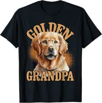Golden Grandpa - American Flag Dog Owner Canine Lover Women Men T-Shirt