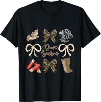 Camo Bow Coquette Dove Season Hunting Dove Hunter Hunt Girl T-Shirt