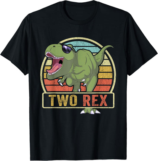 Two Rex T Rex Birthday 2 Year Old Dinosaur 2nd Dino T-Shirt