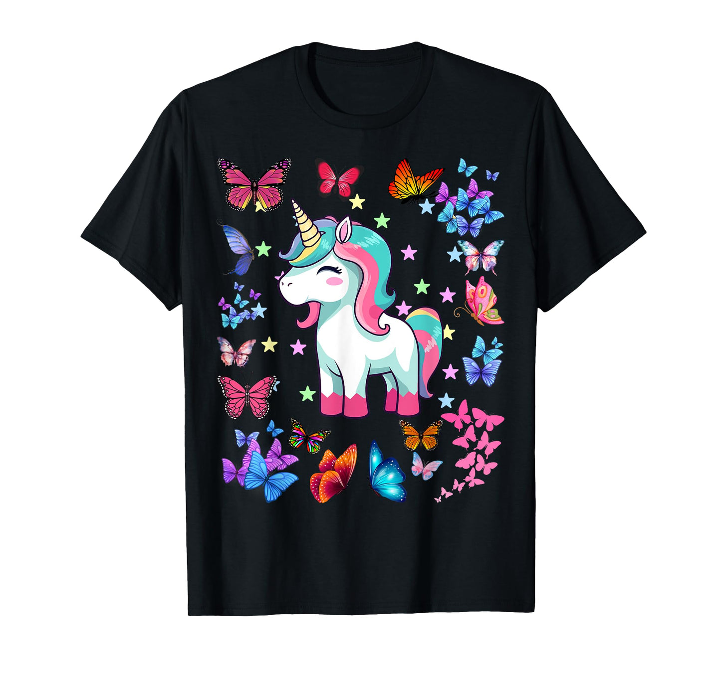 Gifts For Girls Unicorn Butterflies Graphic Tees Kids T-Shirt