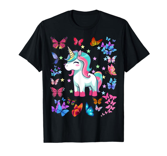 Gifts For Girls Unicorn Butterflies Graphic Tees Kids T-Shirt