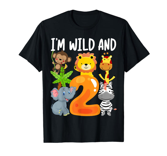 I'm Wild and 2 Two Zoo 2nd Birthday Safari Jungle Animals T-Shirt