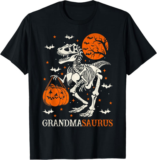 Grandma Saurus Skeleton Dinosaur Family Matching Halloween T-Shirt