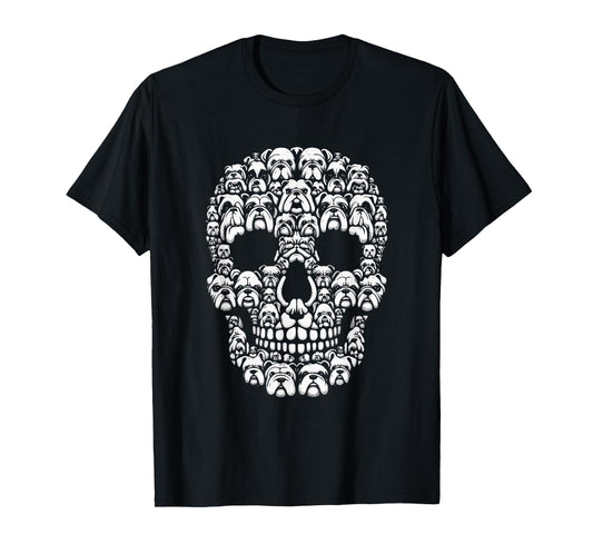 Group English Bulldogs As Halloween Skull Costume Dog Owner T-Shirt