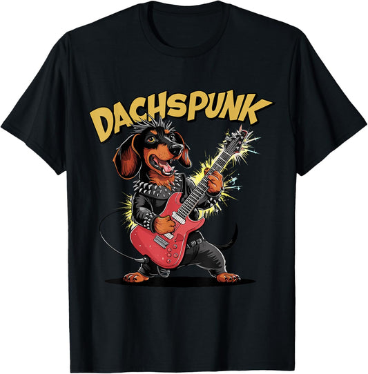 Punk Rock Star Dachshund Dachspunk Wiener Dog Guitar Meme T-Shirt