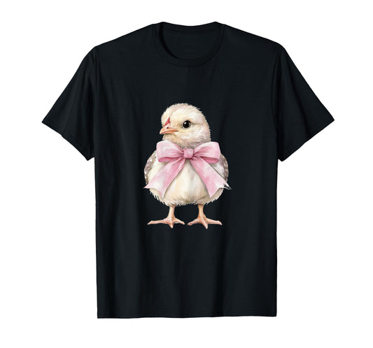 Cute Chicken Pink Coquette Bow Chick Dainty Bow Ribbon T-Shirt