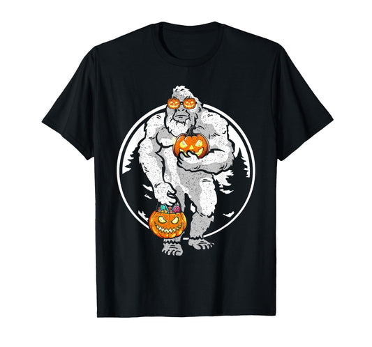 Bigfoot Yeti Pumpkin Candy Funny Halloween Sasquatch Costume T-Shirt