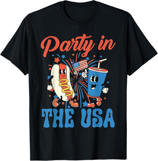 Party In The USA 4th Of July Independence Day Hot Dog T-Shirt
