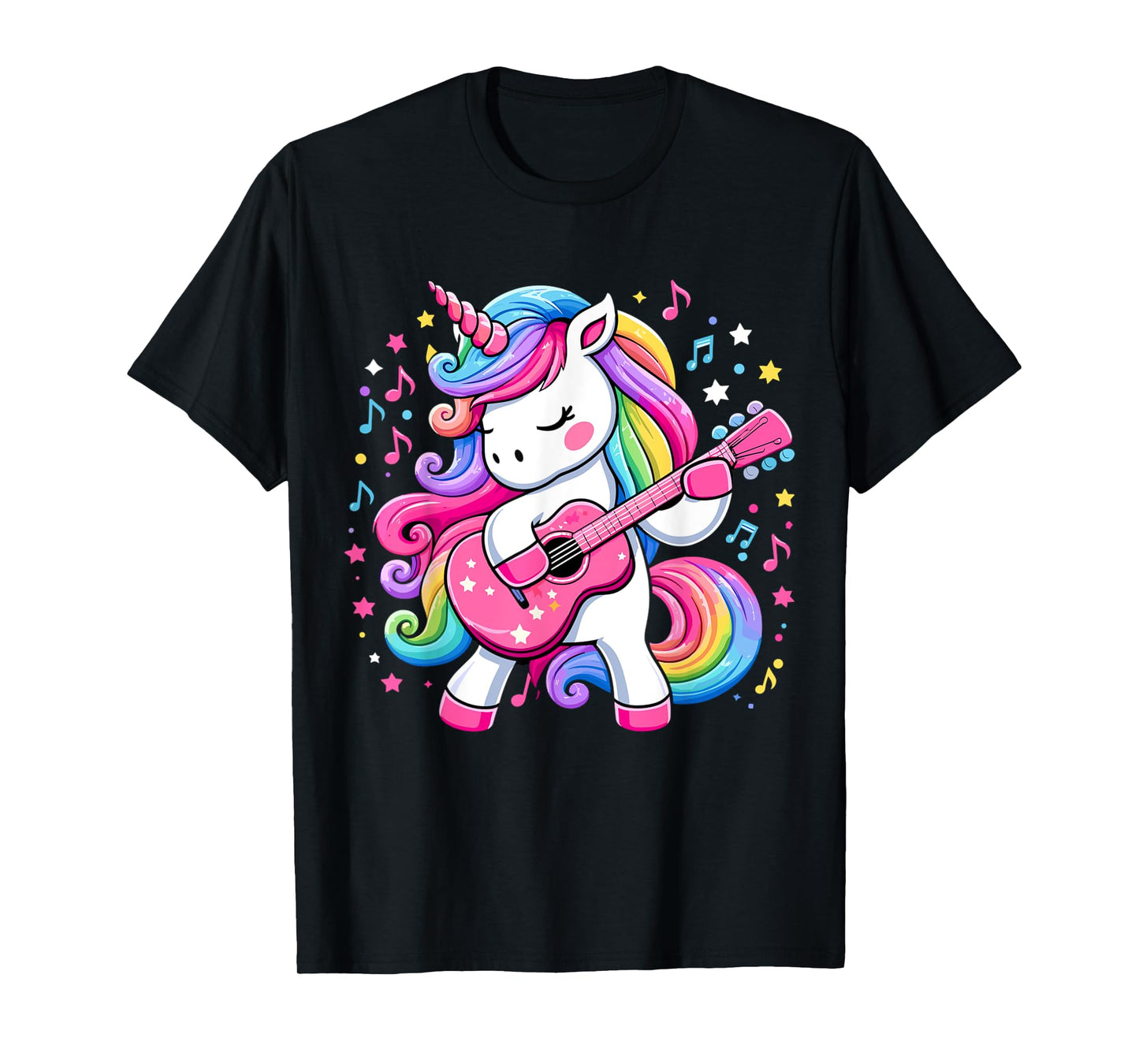 Unicorn Birthday Party Playing Guitar Music T-Shirt