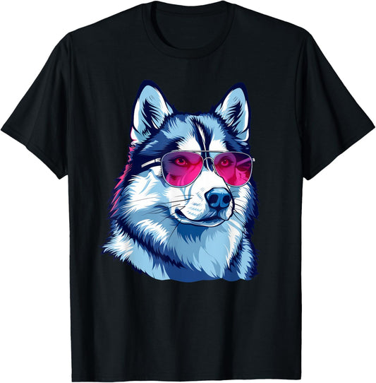 Siberian Husky Dog Sunglasses T-Shirt