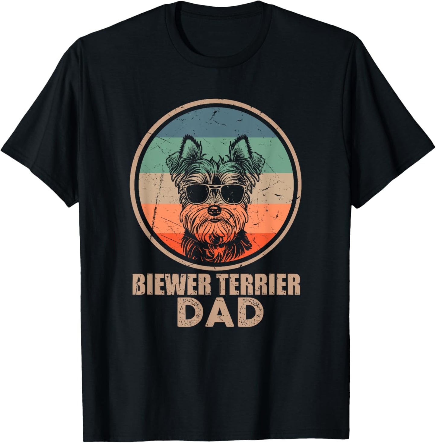 Vintage Biewer Terrier Dog Dad Gifts for Men Dog Lover Xmas T-Shirt
