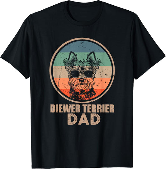 Vintage Biewer Terrier Dog Dad Gifts for Men Dog Lover Xmas T-Shirt