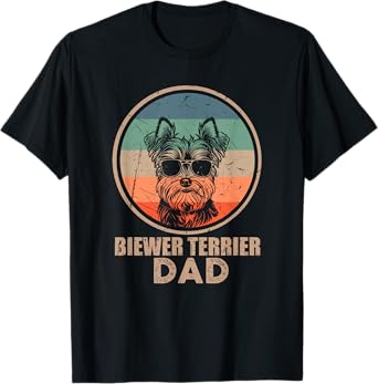 Vintage Biewer Terrier Dog Dad Gifts for Men Dog Lover Xmas T-Shirt