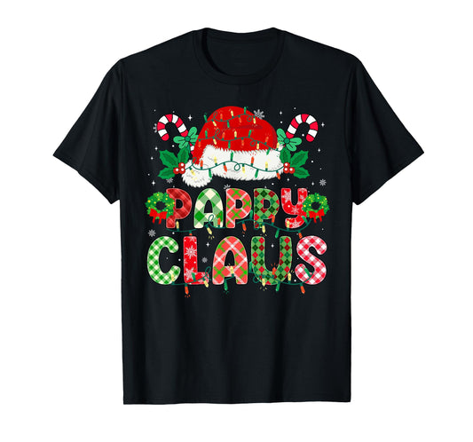 Pappy Claus Christmas Lights Pajama Family Matching Grandpa T-Shirt
