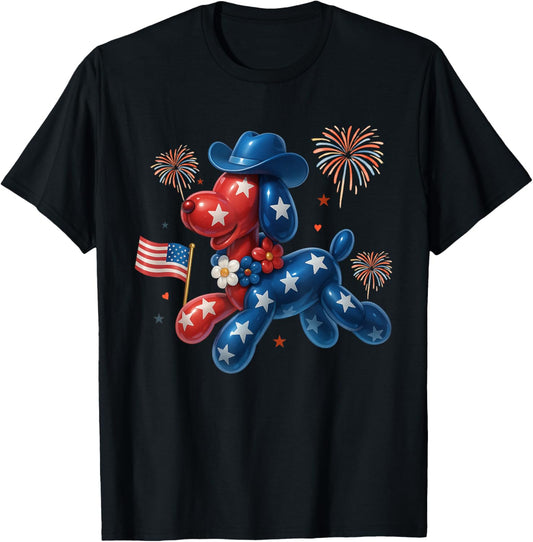 Patriotic Balloon Dog American Flag Style Tee T-Shirt
