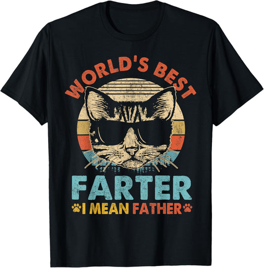 World's Best Farter I Mean Father Funny Cat Dad Father's Day T-Shirt