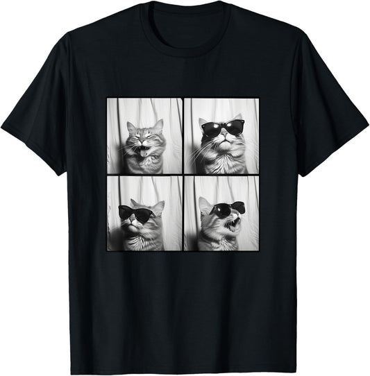 Funny Photobooth Cat Selfie Photostrip Cute Laugh Cat Lover T-Shirt