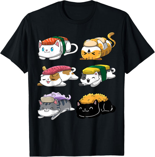 Sushi Cats Sushi Lover Cat Lover Kawaii Anime Neko T-Shirt