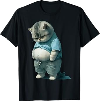 Funny Fat Cat Art Design Fat Kitten Cat Lover Men Women T-Shirt