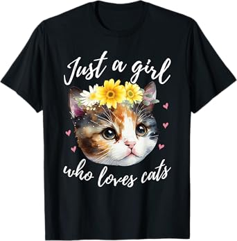 Just A Girl Who Loves Cats - Cute Calico Cat Lover T-Shirt