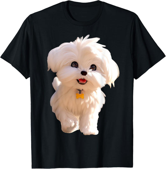 Maltese Dog Art Design I Love Cute Maltese Dogs T-Shirt