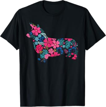 Corgi Floral Gift for Corgi Lover Men Women T-Shirt