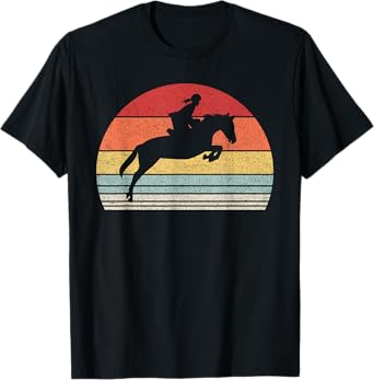 Vintage Retro English Riding Hunter Jumper Girl Riding Horse T-Shirt