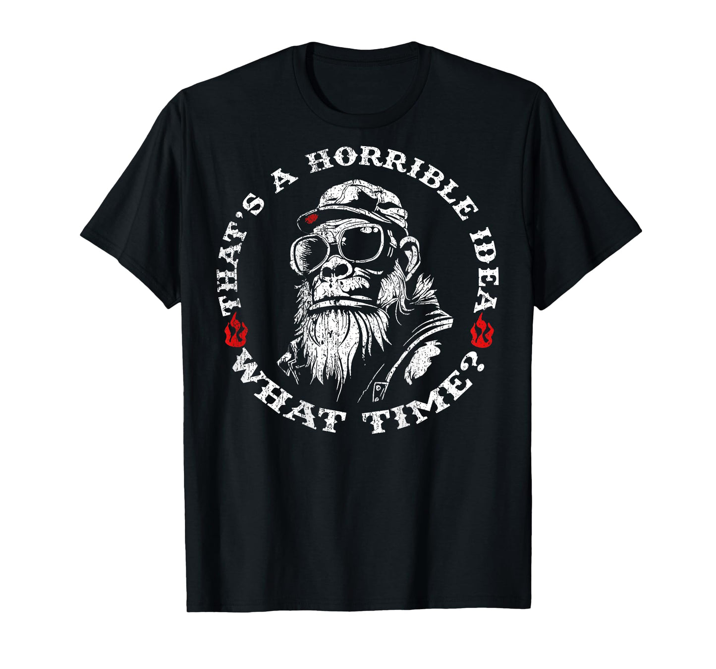 (ON Back) Retro That's A Horrible Idea What Time Monkey T-Shirt