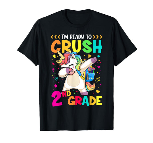 Crush 2nd Grade Dabbing Unicorn Back to School Girls Kids T-Shirt