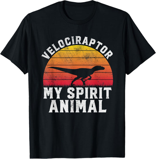 Velociraptor My Spirit Animal - Dinosaur Retro Paleontology T-Shirt