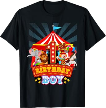 1st Birthday Outfit Boy 1 Year Old Circus Carnival Bday T-Shirt